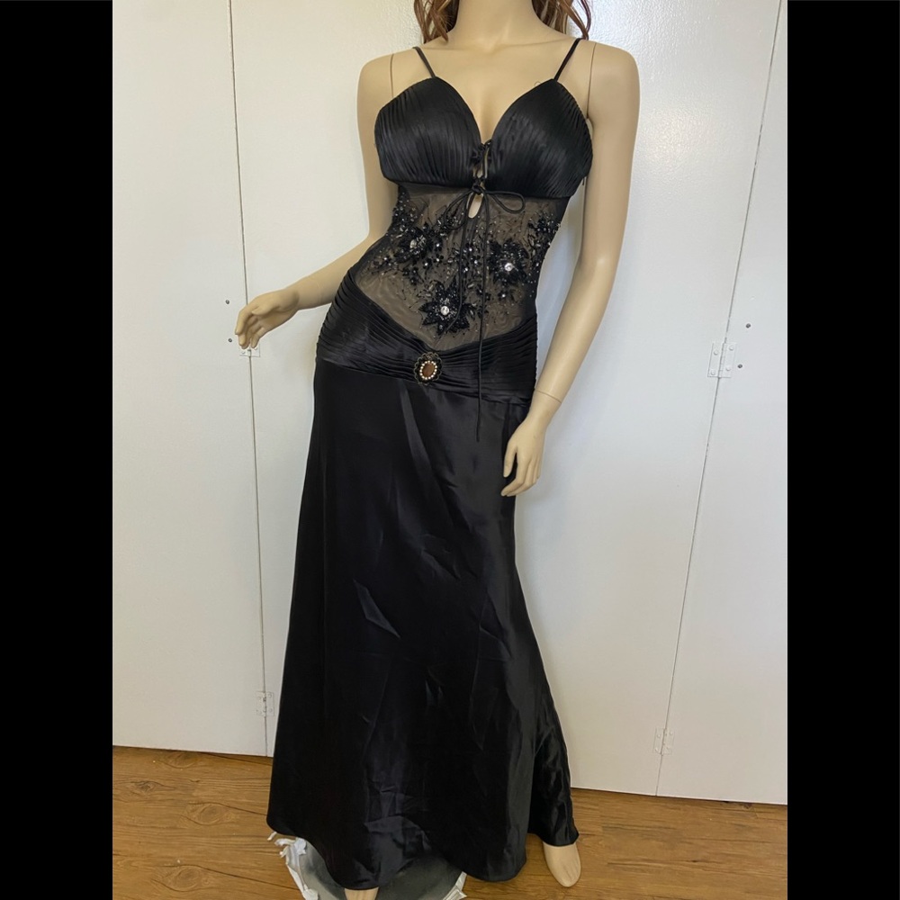 exc Aspeed sexy slip dress sheer mesh satin lingerie Bodycon beading sequins